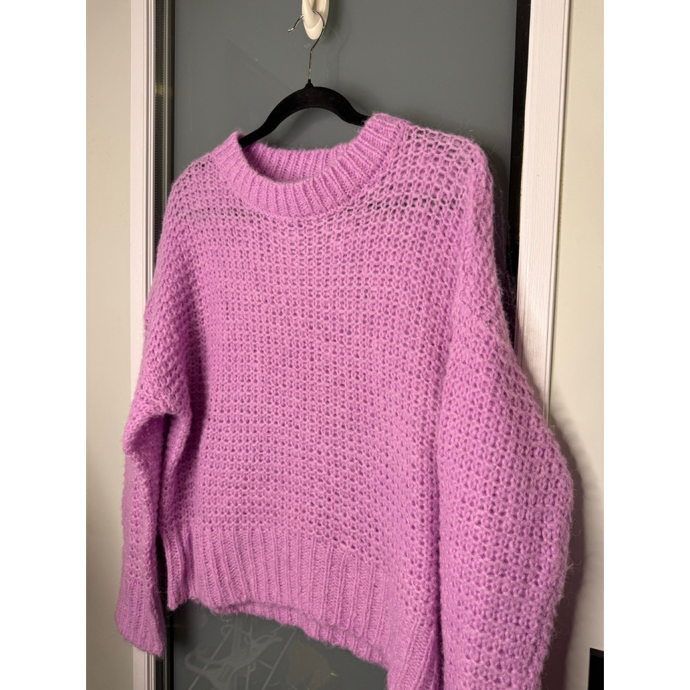 Chelsea28 Loose Knit Crew Neck Sweater Light Purple Size S - Picture 4 of 7